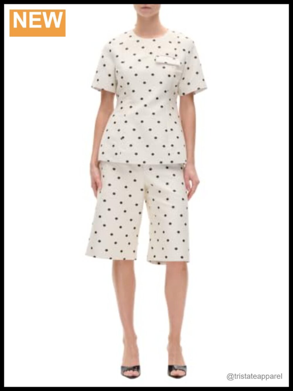 Organic Cotton Blouse - Polka Dot Collared Kimono Sleeve